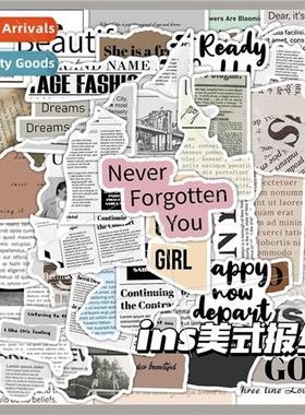 60 American newspaper stickers ins  shaped simple handbook d