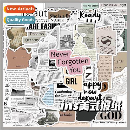 60 American newspaper stickers ins  shaped simple handbook d