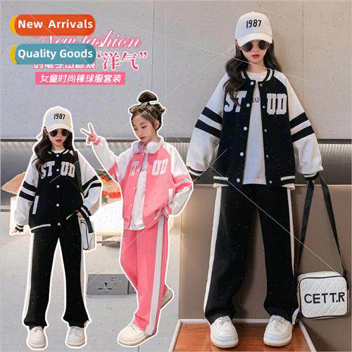 2023 new childrens clothing girls fashion suit fall  middle
