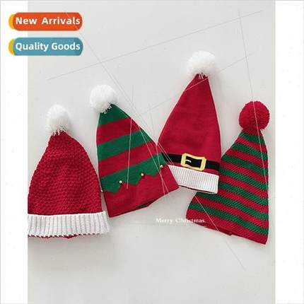 Christmas decorative red plush pullover hat winter warm knit