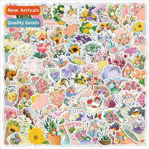 100 hand cupped flowers graffiti stickers car cell phone gui