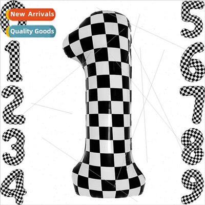 New 40 inch black and white checkerboard grid large numbers