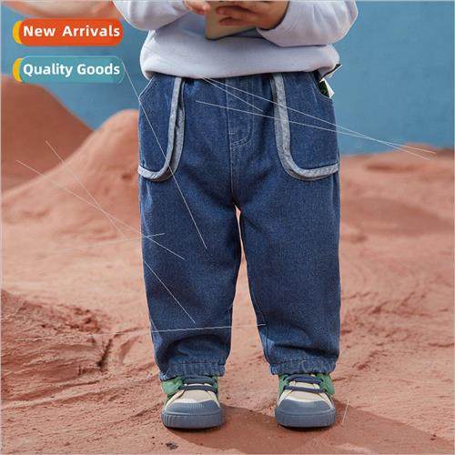 2023 winter new boys patchwork pockets solid color washed we