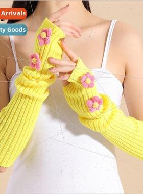 Gloves knitted wool warm womens fall and winter sleeves long