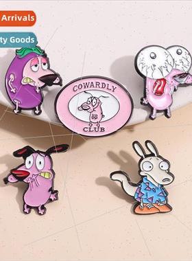 Creative pink cartoon big-eyed dog brooch metal badge around