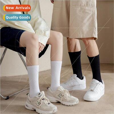 Socks Women White  Long Socks Cotton Mid Cylinder Men Black