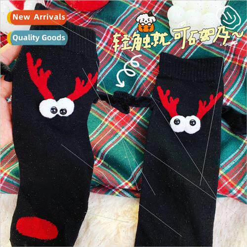 New Christmas hand-holding socks womens fall and winter cott
