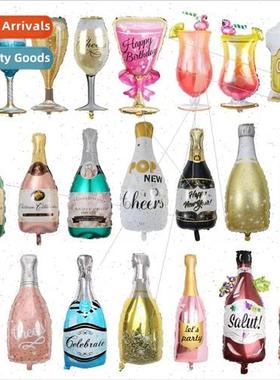 Large champagne glass wine bottle aluminum film balloon birt