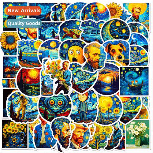 50 Van Gogh starry sky stickers world famous painting art oi