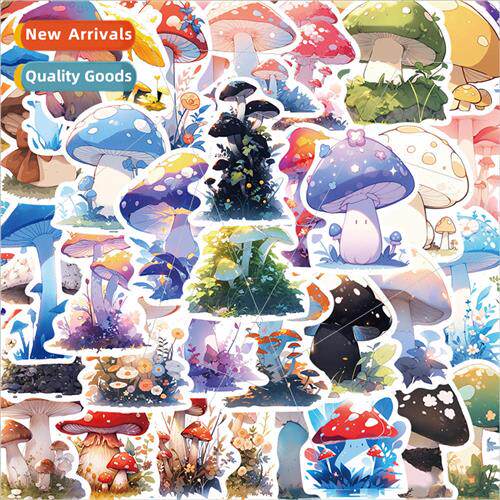 50 cartoon mushroom plant stickers decorative cell phone cas