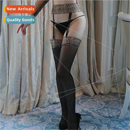 Leopard print garter stockings sexy black stockings female s