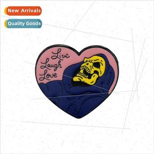 Love Heart Skull Brooch Badge Laugh Witch Clothing