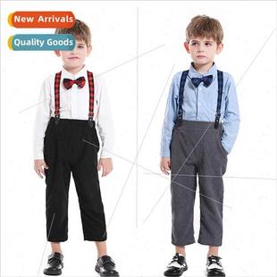 shirt long bow childrens card boys cotton lapel Fall sleeved