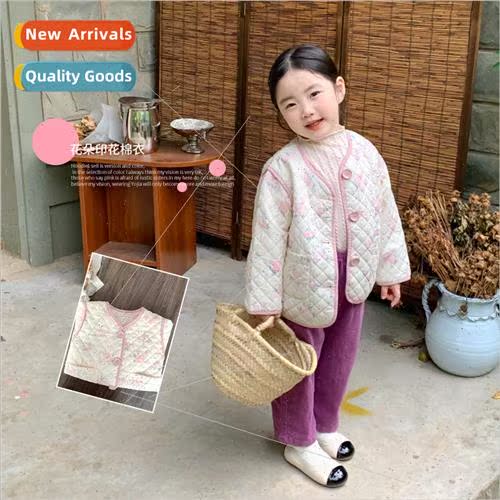 Korean childrens girls floral jacket 2022 fall and winter cl