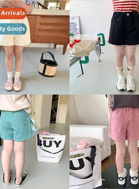 Girls baby solid color simple one-button hot pants 2023 summ