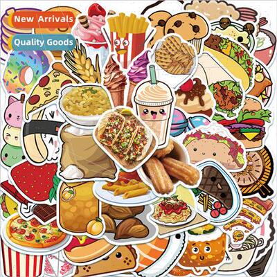 50 Cute Food Burger Fries Milk Tea Cartoon Doodle Stickers C