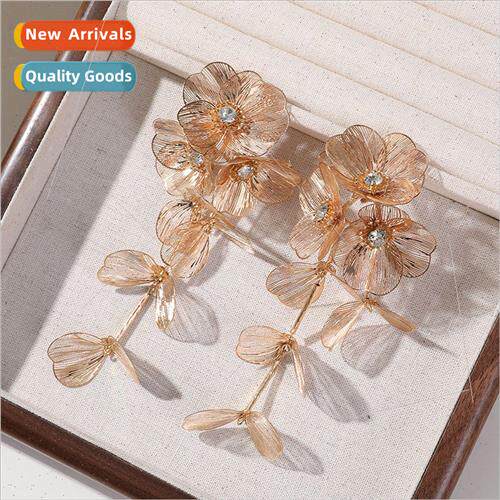 Fashion light luxury rhinestone tassel fishtail rose flower