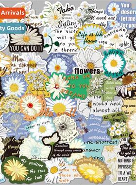 50 small daisies English handbook stickers luggage laptop ce