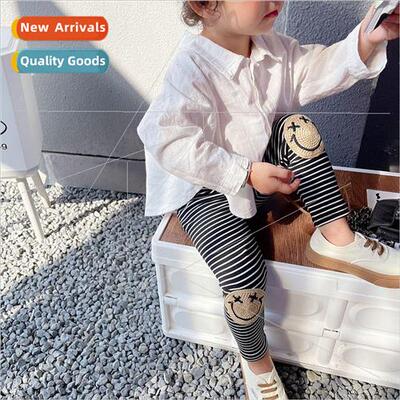 2023 fall girls pants dressy striped outside pants little gi