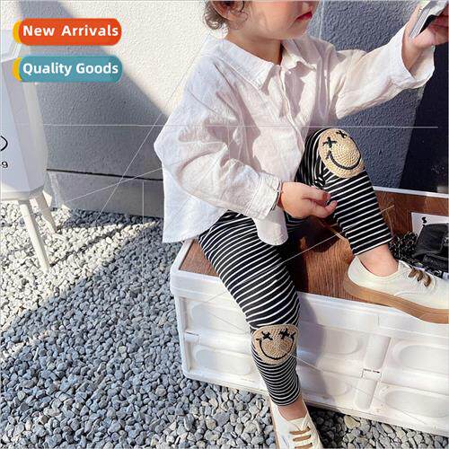 2023 fall girls pants dressy striped outside pants little gi