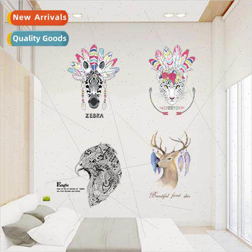 Personalized creative ins  animal head wall stickers decorat