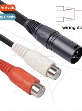 New ckel-plated plug zinc alloy shell 3PIN ca male to 2RCA f