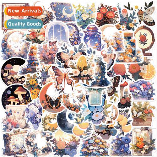 50pcs of mysterious flowers and the moon graffiti stickers p