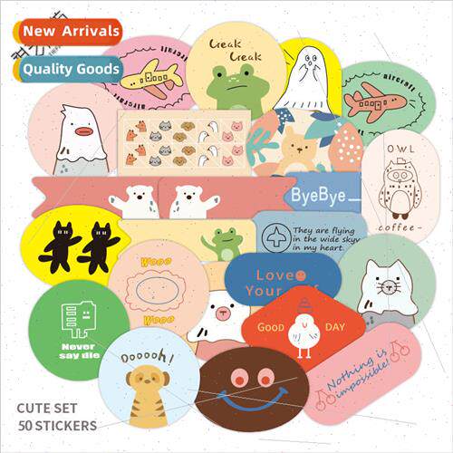 50 Korean ins cartoon cute bear rabbit handbook stickers wat