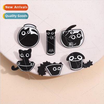 New hide and seek cat shape cute animal brooch simple niche