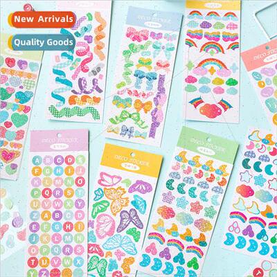 Wonderful rainbow house laser stickers glitter ins basic han