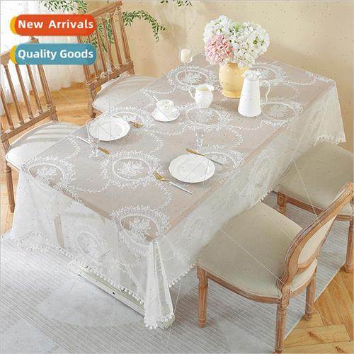 Tablecloth Premium Feeling Rectangle Lace White Cover Cloth
