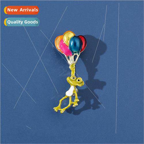 Cute Balloon Frog Brooch Cartoon Animal Hot Air Balloon Meta