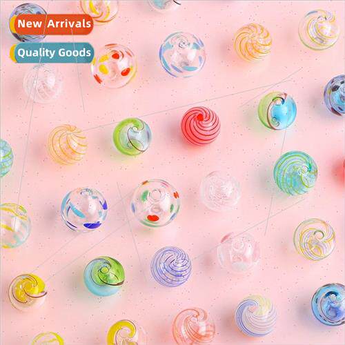 Cute hand-painted hollow glass glaze beads diy handmade mate