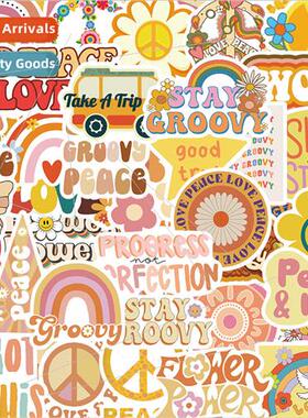 50 Groovy Boho Hippie Stickers Decorative ggage Guitar Lapto
