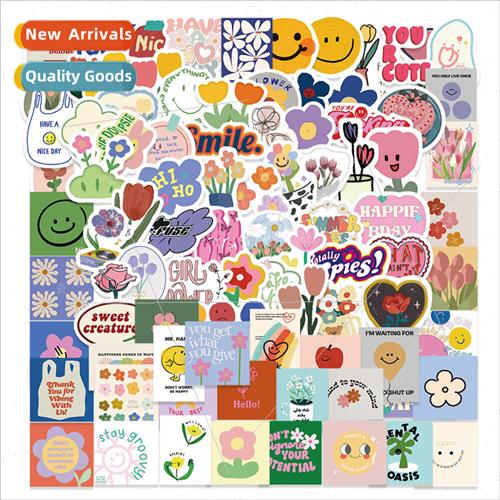 90 pieces of cute little flowers smiley waterproof handbook