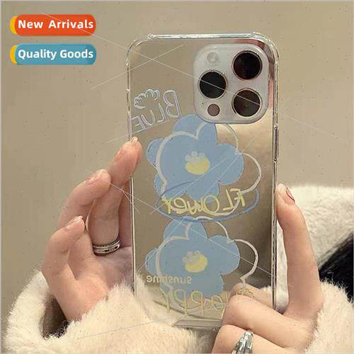 INS gentle wind blue flowers mirror 适用 iPhone 13 Apple 12