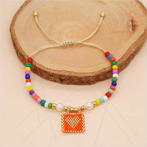 Bohemian wind domestic TOHO rice beads woven square tag pear