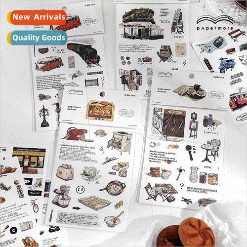 Stickers Sketchy Travel Diary Series Retro Handbook Material