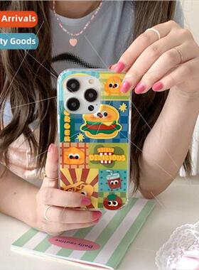 Cartoon cute burger emoji 适用 iPhone 14Pro case 12/11 Apple