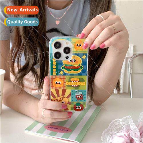 Cartoon cute burger emoji 适用 iPhone 14Pro case 12/11 Apple