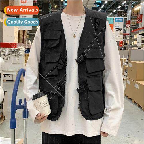 Spring and Autumn ins retro functional wind work vest men Ko