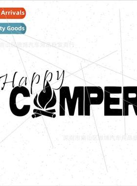 D-761 Happy Camper Outdoor Camping Vinyl Decal Match Car Ref