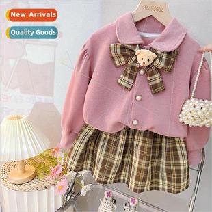 suit two baby plaid girl small college new fall female 2295
