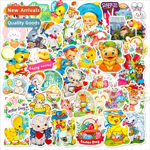 50 pcs of Easter series stickers temu cartoon cute bunny egg