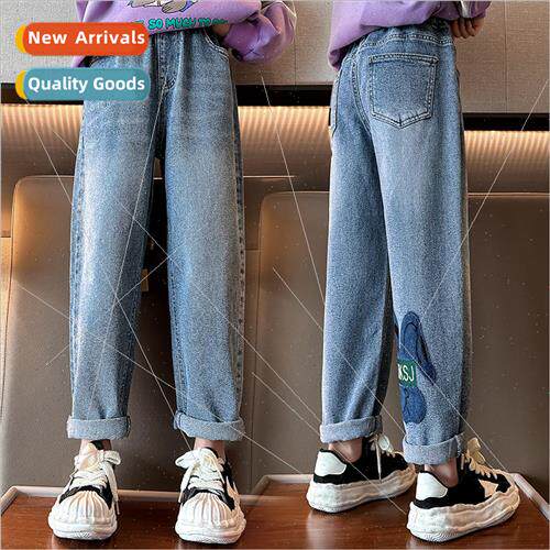2023 new childrens fashion jeans 适用 girls in the fall sect