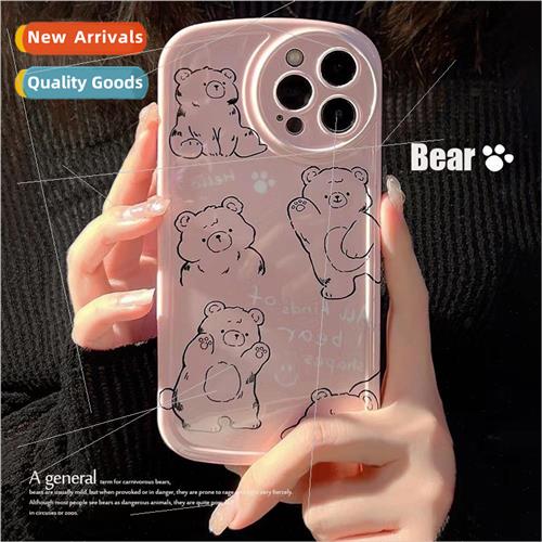 Cartoon super cute graffiti lines bear 适用 iPhone 14 case 1