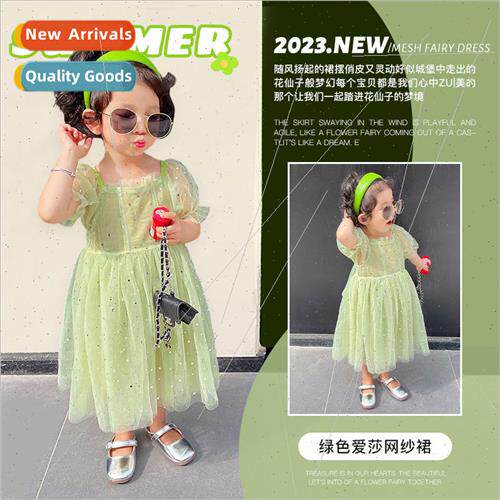 New female baby princess dress summer Korean  of the green m