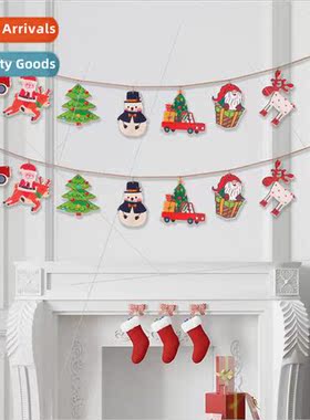 Christmas pull flag wooden small hanging sign holiday home s