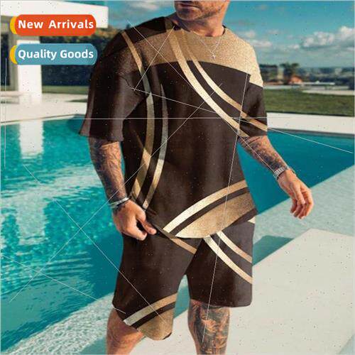 2023 Summer Geometric Figure Digital Print 3D Mens Casual Be