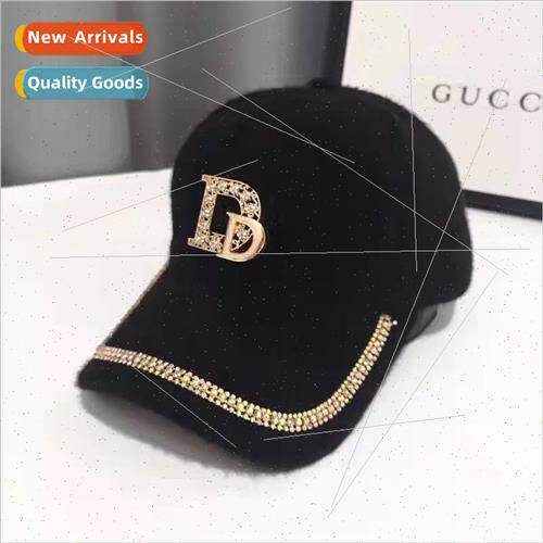 Hat female Korean fashion D label diamond baseball cap Japan